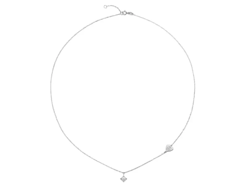 18KT WHITE GOLD NECKLACE WITH DIAMOND AND ENGRAVED GIRL SILHOUETTE PER SEMPRE LE BEBE' LBB263